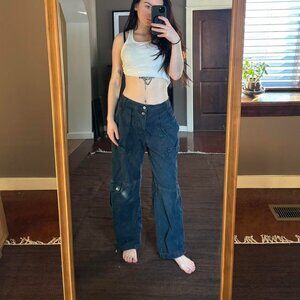 Free People Women's Navy and Black Trousers